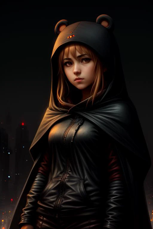 (dark theme:0.6), a girl , umaru doma, in hood
, (hdr:1.22), muted colors, complex background, hyperdetailed, art [[by jordan grimmer]]