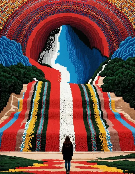 rosy soft cool Land Art primary colors pattern Pixel Video Art