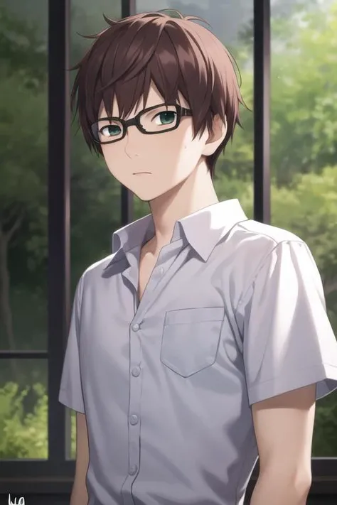 masterpiece, best quality, high quality, 1boy, solo, male focus, looking at viewer, upper body, <lora:kazuma:0.70>, kazuma, <lora:animemix_v3_offset:0.25>