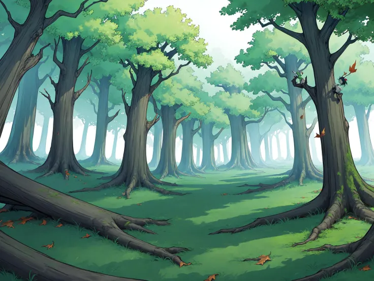(masterpiece, best quality:1.1), (fairyland:1.2), no humans, whimsical, outdoors, forest, grass, spooky, dead tree, mist, fog, eerie, creepy vines, overgrown, bare branches, fallen leaves, roots, shadows, haunted