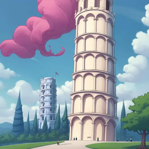 (masterpiece, best quality:1.2), fairyland, the Leaning Tower of Pisa, tilted, iconic