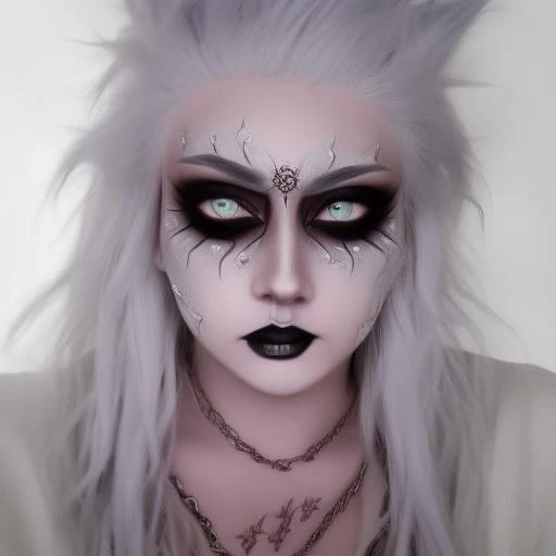 mikeidsk1, a woman with makeup,  blue eyes, extremely detailed gothic art, a cave painting, grunge aesthetic, cinematic, volumetric lighting, rim lighting, mikeidsk1