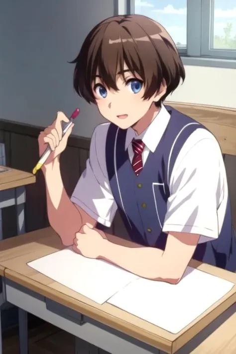 masterpiece, best quality, game cg, 1boy, solo, male focus, looking at viewer, , , (watercolor illustration, soft pastel colors:1.1), , <lora:makoto_isshiki:0.70>, makoto_isshiki, brown hair, blue eyes, , sci-fi, High resolution