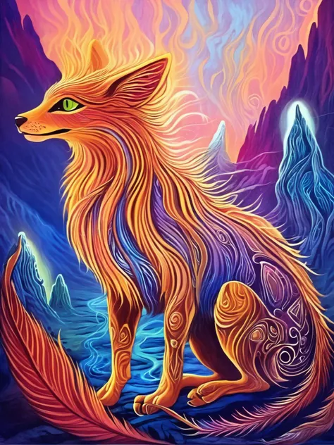 Furry beings in world of mortals, potma style, Radiant glows, mysterious mists, and vibrant palettes, <lora:Johan_Potma_Art_Style_SDXL:0.75>, Amanda Sage style, <lora:last-000002:0.5>, (high contrast), detailed,
