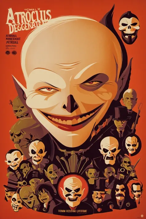 <lora:Tom_Whalen_XL:1> poster by tom whalen, visceral portrait of atrocious degenerate , <lora:Johan_Potma_Art_Style_SDXL:1> art by Johan Potma, potma style