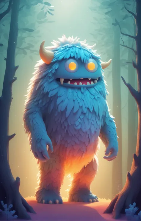 3d isometric, blender render, soft colorful-hued colors, pastel colors, a fluffy and furry monster standing in a magical forest realm, radiant glow, mysterious mist. (potma style:1.05), detailed <lora:Johan_Potma_Art_Style_SDXL-000008:0.6> Two tone lighting, abstract geometric gradients, geometric shapes, simple background