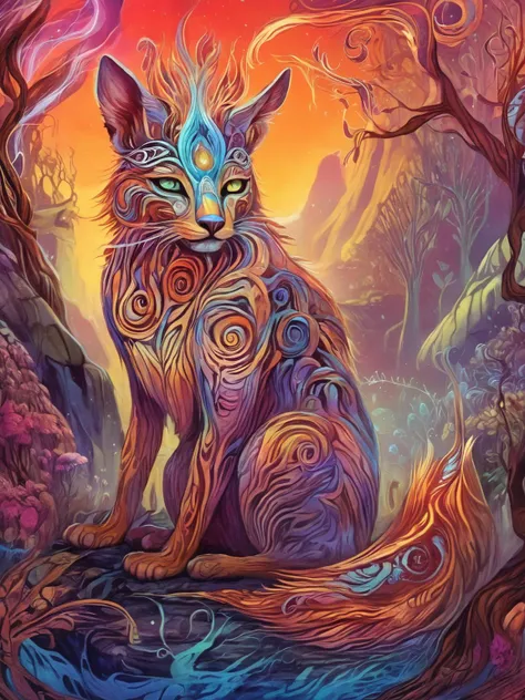 Furry beings in world of mortals, potma style, Radiant glows, mysterious mists, and vibrant palettes, <lora:Johan_Potma_Art_Style_SDXL:0.75>, Amanda Sage style, <lora:last-000002:0.5>, (high contrast), detailed,