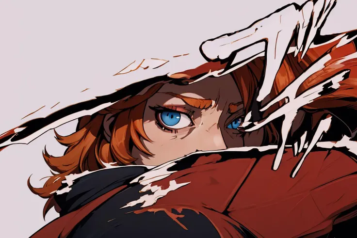 IncrsPersCutIn, simple background, <lora:PersonaCutInV2:0.9>, Best_QualityPos, RAW photo, intricate details, best quality, 8k uhd, soft lighting, 1girl, solo, mereoleona vermillion, orange hair, blue eyes <lora:blackclover_mereoleona:0.8>