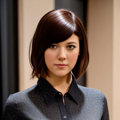 Photo realistic picture of,(Lustful:1.3) Symmetric, Professional a photo of mary elizabeth winstead with short black hair in a mini skirt and an elegant shirt at the office, (highly detailed face:1.3), wide shot, open shirt, 4k, HDR, sharp focus, subsurface scattering, professional photography, dignified, noble, (sexy:1.3), light makeup, (cleavage:1.2),(Kodak Ektar:1.3)