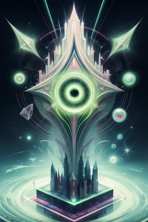 ICON COLLECTION OF ORACLES, in the style of artfully oracle,geometric abstraction,futurist illusionism,living at the edge of the future digitally geometric and the past fantasy spirit world,
masterpiece,liquid graphite,watercolor,ink fineliners,markers,hand drawn illustration,pastels,fading in and out of reality for divination,best quality absurd resolution unreal engine 5,uhd,highres,colorful,Magic Vortex,dreamlike,
lime green,neon green,pastel pink,bone white,
<lora:artfullyoracle-v1 (1):0.4>,
