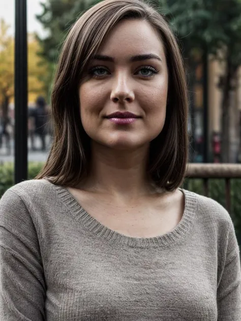 professional, zoomed out, wide angle, wearing jeans and a baggy sweater, sitting on a park bench, detailed face, detailed skin with pores, photography, hq, photorealistic, epiCRealism <lora:more_details:1>  <lora:Megan_Boone:0.75>