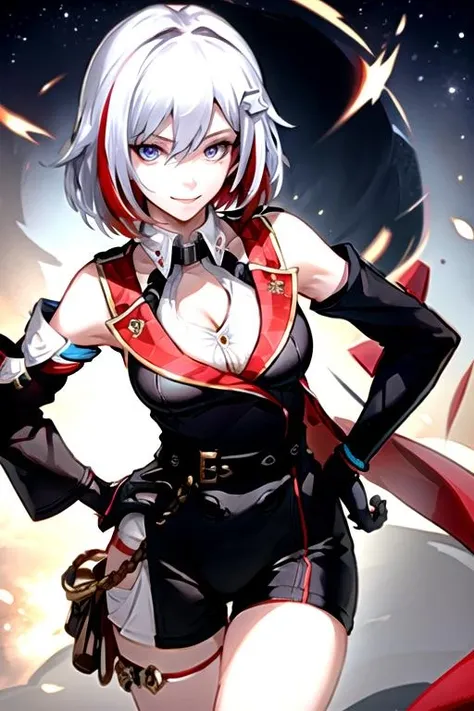 1girl,best quality, masterpiece,mechanical、Wear an eyepatch over your right eye、Majestic atmosphere、Inside the Dark Temple、In a temple in the near future、huge sword behind、Precise depiction