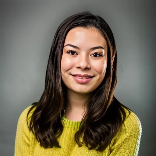 a Realistic portrait of a miranda cosgrove with blue eyes, looking at the viewer, detailed face, detailed eyes, (smiling showing teeth:1.1), perfect slim body, modelshoot style, hand on own shoulder, wearing a green sweater with long sleeves, wearing gold earrings and jewelry, soft lighting, professional Photography, Photorealistic, detailed, standing in a dark Studio Room background, blurred background, RAW, analog, sharp focus, 8k, HD, DSLR, high quality, Fujifilm XT3, film grain, award winning, masterpiece
<lora:miranda cosgrove v1.4:1>