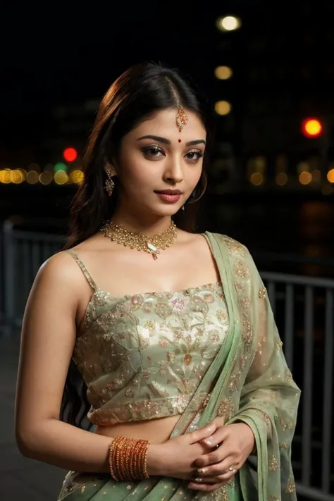 stunning intricate full color photo beautiful woman ashrai, soft llighting, night time, city bokeh lights, f2, 35mm, <lyco:AshRai_768_LoHA_2:1>,
