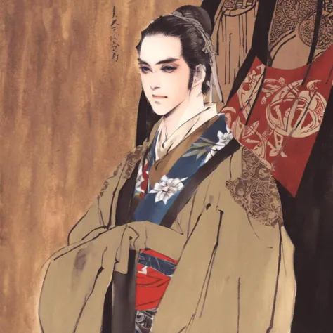 male focus,solo,<lora:çåæé£æ ¼ _ Natsuki Sumeragi_v1.0:1.2>,SumeragiNatsuki,japanese_clothes,bone_print,portrait,1girl,