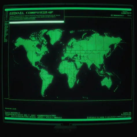 <lora:Retro-UI-XL-000009:1>, Retro-UI, a computer screen with a pixel world map, green on black