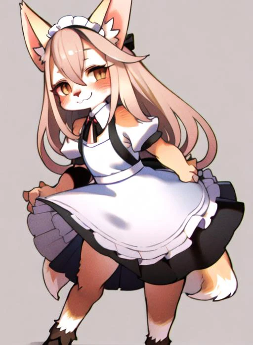 1girl, fox girl, looking at viewer, smile, maid dress, furry <lyco:rikoseStyle_v1TrainingDataEdition:1.0>