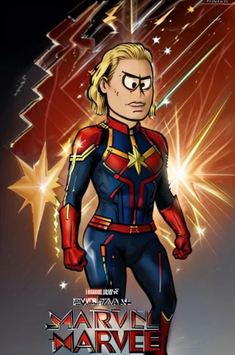 <lora:KamStyle_v1:0.85>, kamstyle, cartoon, Captain Marvel