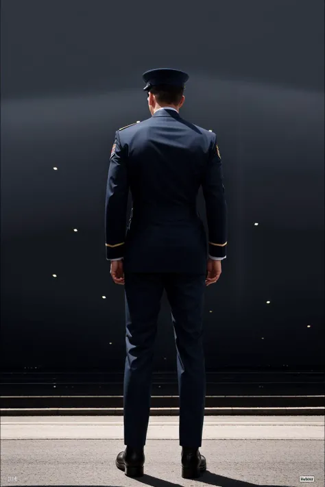 RAW photo, absurdres, high quality, photorealistic, sharp focus, airforce_uniform,
a man wearing an air force uniform, looking at viewer, upper body, pants, boots, from behind,
outdoors, sunlight,
photo realism, ultra-detailed, 50mm, f1. 4, 8k uhd, film grain,
<lora:airforce:1>
