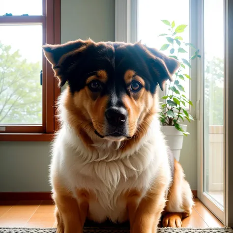 RAW photo, absurdres, high quality, photorealistic,
dog looking at viewer, indoors, window, sunlight,
8k uhd, dslr, film grain, Fujifilm XT3, 20 megapixel, detailed, sharp focus,