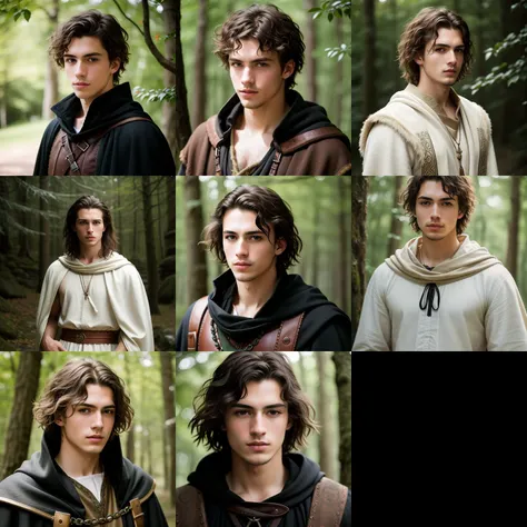 RAW photo, absurdres, high quality, photorealistic, detailed, realistic, medieval, a male adventurer with a sharp masculine jaw, short hair, pale skin, sharp eyes, messy hair, outdoors, tunic, cloak, trouser, staring at camera, chapped lips, detailed skin, soft natural lighting, portrait photography, magical photography, dramatic lighting, photo realism, ultra-detailed, 35mm, f/2.8, 8k uhd, dslr, film grain,