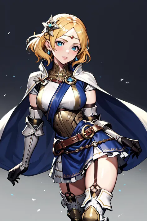 ultra detailed, sharp focus, best quality, masterpiece, colorful,, <lora:Weresheep:0.80> Weresheep, blonde hair, blue eyes, horns, sheep ears, hooves, fur-trim, neck bell, (armor breastplate:1.2), long blue skirt, (standing), arms on hips, medieval castle background, (glowing eyes:0.75), serious face, best quality, masterpiece, intricate details