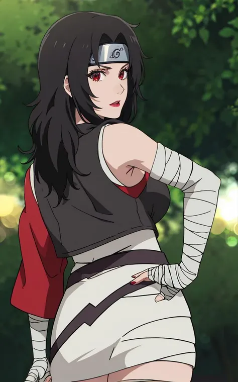 outdoors, lens flare, depth of field, bokeh, vanishing point, solo, looking at viewer,((masterpiece, best quality)), BREAK
NinjaWhiteDress_KurenaiYuhi_ownwaifu,
1girl, forehead protector, black hair, long hair, red eyes, makeup, lipstick, konohagakure symbol, red lips, large breasts,
bandaged arm, fishnet top, bandaged hand, sleeveless, bandaged leg, cleavage, long sleeves, asymmetrical sleeves, single sleeve, vest, collarbone,
(contrapposto, looking back)<lora:NARUTO_Kunoichi_KurenaiYuhi_ownwaifu:0.7>,
insaneres, absurdres,