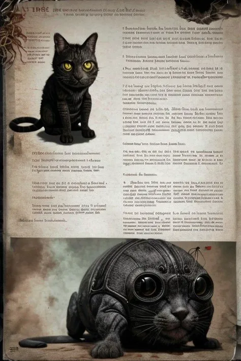massive cat made of yarn with laser eyes and bionic implants strikes fear into the hearts of mankind cthulhumythosartbook, scorn, computer terminal