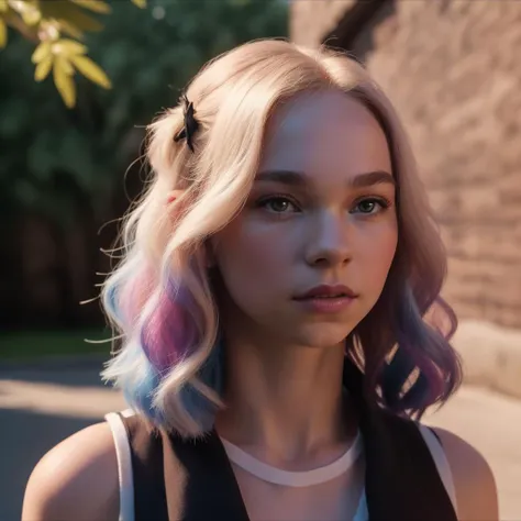 masterpiece, 8k, shot on CineStill 800T, cinematic composition, (photorealistic:1.2), (beautiful:1.1), detailed face, a medium shot of (3nid_14:0.95), (brown pigtails:1.1), on a movie set, black eyeliner, romantic mood, (petite body:1.2), cute pose, professional color grading, film grain, atmosphere, wondrous,