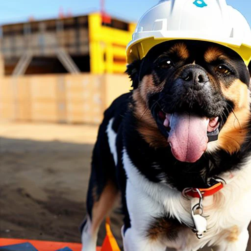 A dog with a protruding penis has sex with a construction crane