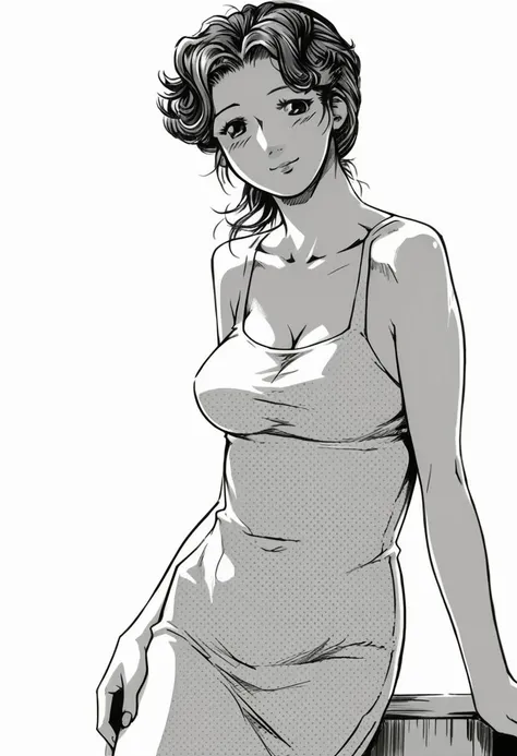 score_9, score_8_up, score_7_up, monochrome, manga_source, best background, detailed background, manga, grayscale Haruko, seductive smile, indoors,
cowboy shot, tall female, (full body:0.5),
white skin, medium breasts, (((white background))), (((simple background))),
(((solo))), (((1girl))),
white dress,
<lora:JN_Haruko:0.8>