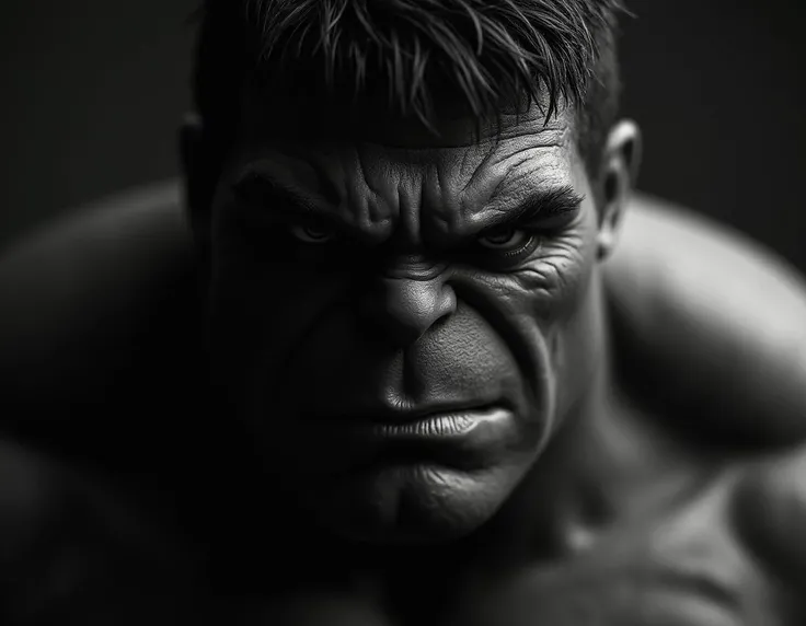 inspired by Henry Macbeth-Raeburn, absolute-contrast black and white close-up of hulk's face, black light, vantablack chiaroscuro, shrouded in intense dramatic shadows, dramatic lighting, ultra-realistic style reminiscent of Hulk, detailed skin and facial expression, poster, masterpiece, <lora:d4rk01lXLP:1> <lora:g0th1cPXL:0.8> g0thicPXL, SkinHairDetail