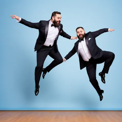 (([bearded fat [tuxedo] man studio background] NOT (pose)) NOT  [ballerina jumping])