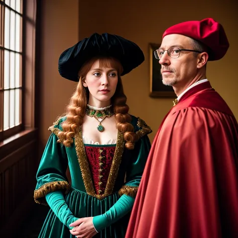 award winning (high quality erotic colored photo),
(((modern representation of Jan van Eyck painting))),
technicolor, cinematic lighting, reflections, HDR, 8k resolution, cinematic film still, smooth, sharp focus, realistic, strobe lightbeams, ((backround defocused)):1.7, (((depth of field))):1.8,
cinestill 800t 35mm, high quality, heavy grain, high detail, cinematic composition, dramatic light, anamorphic, ultra wide lens, hyperrealistic