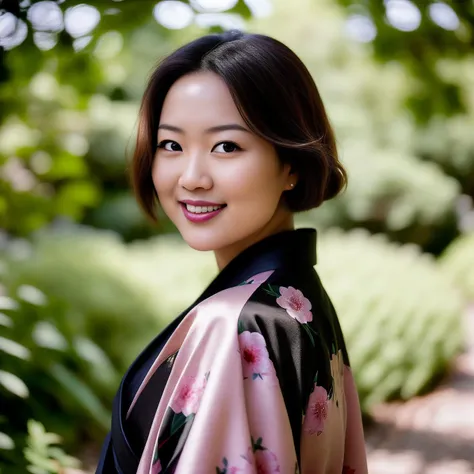 ((medium portrait:1.3)) of AkiraWatase <lora:AkiraWatase:0.80>, bokeh, ((full-sleeve Victorian kimono dress)), collared shirt, cosplay photo, depth of field, ambient lighting, (natural pink lips), ((beautiful smile)), beautiful eyes, ((eye makeup:1.2)), short loose ((black hair:1.2)), (head in shot:1.3), dslr, cinematic composition, 8k, CG unity wallpaper, photorealistic, award-winning photograph, hyper realistic photograph, high quality RAW color photo, 4K, HDR. by (James C. Christensen:1.2|Jeremy Lipking:1.1), sunlight, spring, telephoto lens, ((sharp)), (crisp)), ((film grain))