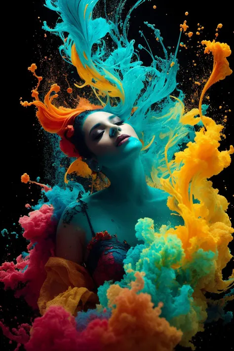 Alberto seveso art, dancing sillhouette, water ink, ink water, ink cloud, alberto seveso art, loose painting style, intricate detail, cinematic lighting, octane render, 8k render, volumetric lighting