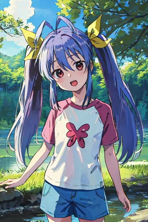 <lyco:Renge_loha_v1.0:0.9>
 miyauchi renge, shirt, hair ribbon, ribbon, shorts, twintail, open mouth, nature,
head tilt, randoseru,
(best quality, masterpiece, RAW photo,ultra-detailed:1.2), <lyco:GoodHands-beta2:1.0>,1girl,solo,looking at viewer,smile