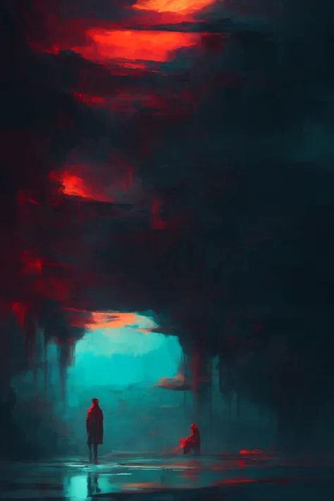 spacious world, gloom, melancholy, apathy, inhuman, oil painting, volumetric lighting, dramatic, soft glow, by seb mckinnon, by greg rutkowski, by rhads, trending on artstation, 8 k, hd, sharp focus, octane render, digital art, vibrant colors, redshift render, ultra realistic, cinematic, character design, volumetric lighting, 3 d render, digital