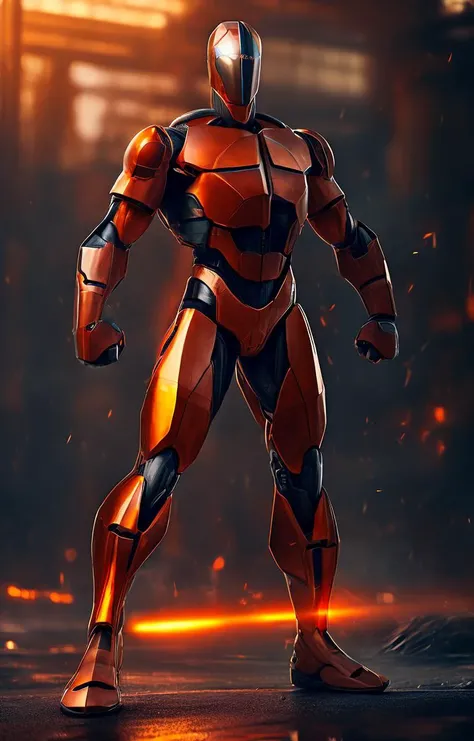 Mecha,full body, Orange metalic tone, dramatic. cinematic lighting. award winning. epic. dramatic. 8k resolution. ultra realistic. photo realism. cinematic post processing. artstation. deviantart. Trending on Artstation