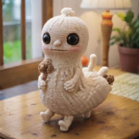 a super cute knitted Dickbutt character on display at grandma's house <lora:dickbutt02:1>, <lora:SDXL_Sewing_doll:1> bj_sewing_doll, blurry_background