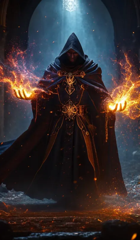 warlock showing how powerful is his magic, 4k, uhd,