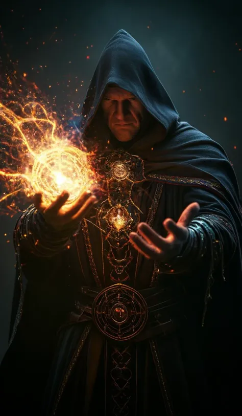 warlock showing how powerful is his magic, 4k, uhd,