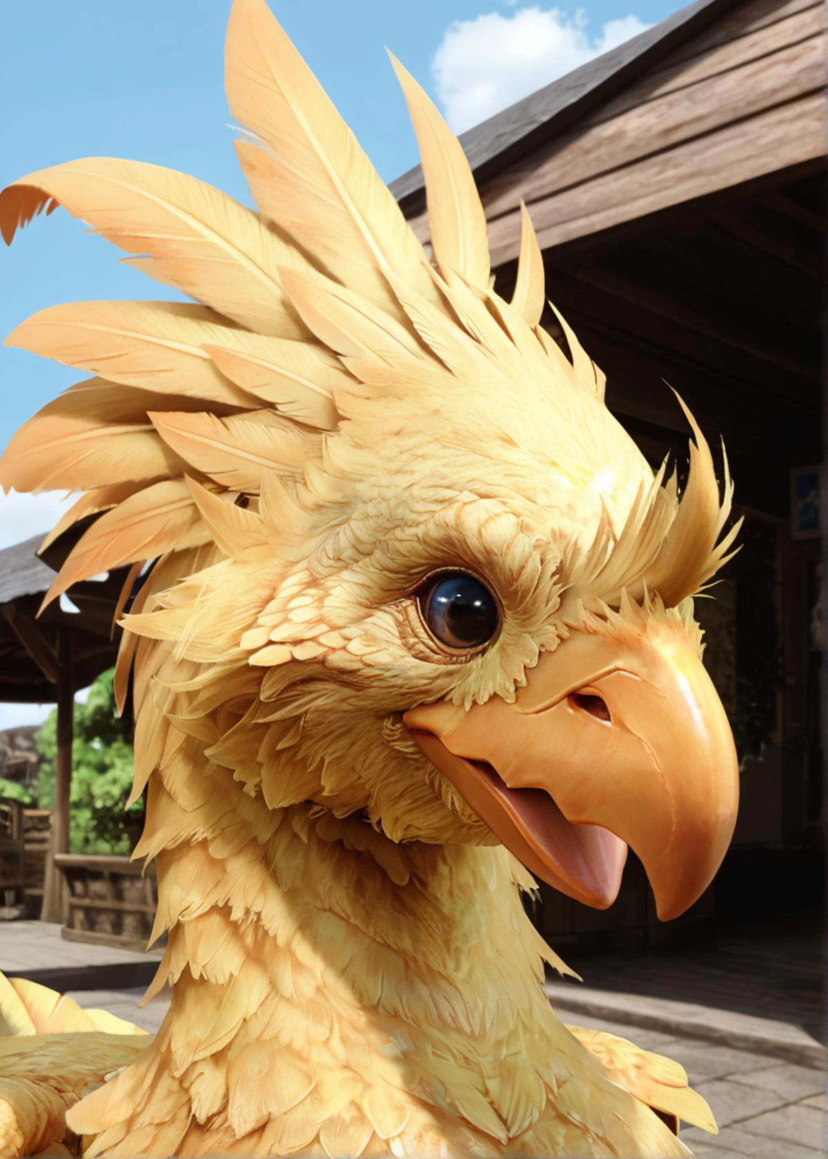 (score_9, score_8_up, score_7_up, zPDXL), chocobo <lora:chocobo_(ponyxl):1>, no humans, upper body,