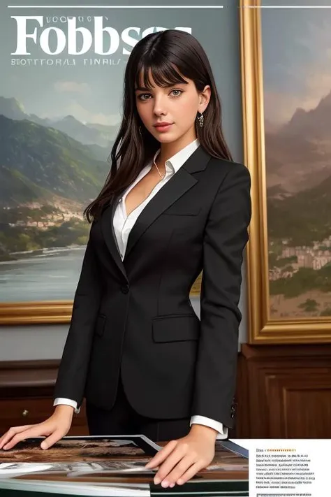 photo of  Soniaammar , a woman on the (cover of the Forbes magazine), modelshoot style, (extremely detailed CG unity 8k wallpaper), photo of the most beautiful artwork in the world, professional majestic oil painting by Ed Blinkey, Atey Ghailan, Studio Ghibli, by Jeremy Mann, Greg Manchess, Antonio Moro, trending on ArtStation, trending on CGSociety, Intricate, High Detail, Sharp focus, dramatic, photorealistic painting art by midjourney and greg rutkowski, (wearing a business suit), (in the boardroom), (magazine with Forbes logo:1.3), (magazine title), (looking at viewer), (detailed pupils:1.3), (closeup), (grin512)<lora:SoniaAmmar:1.0>