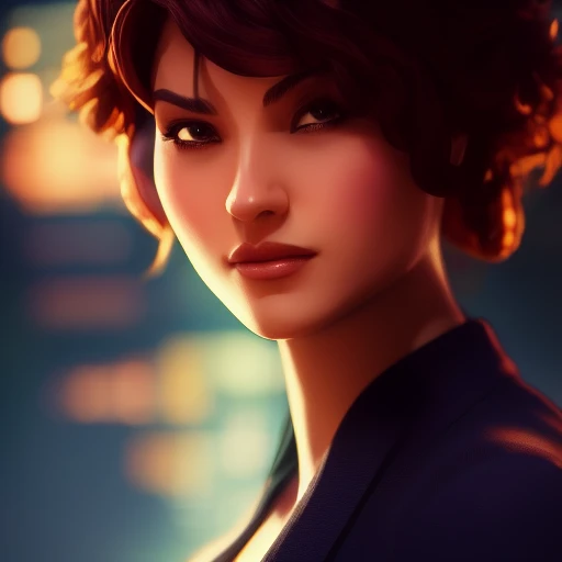 portrait, centered, sexy cute brunette woman, 3D, 3d art, 4k, 8 k artistic photography, award-winning photograph, trending on Artstation, Beautiful, 8k resolution, insanely detailed, Intricate, Behance, Cinematic, dramatic atmosphere, cinematic lighting, digital art, dramatic angle, Dramatic light by denis villeneuve, [mix style "pixar and artgerm and dreams work"], Elegant, ethereal lighting, octane render, dynamic lighting, digital painting, extreme plus resolution, fake detail, full image, full of details, global illumination, golden ratio, golden warm light, high contrast, high detail, high res, highly detailed, hyper detailed, intricate details, Masterpiece, perfect composition, photorealistic concept art, Professional, ray tracing, rich deep colors, Saturated, sharp focus, sharp lighting, soft natural volumetric cinematic perfect light, studio photo, studio quality, Stylize, super detail, Symmetry, trending on pixiv fanbox, ultra detail, ultra detailed, unreal engine 5, volumetric lighting