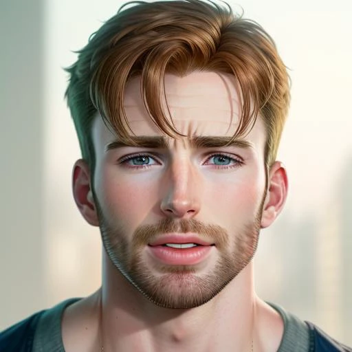 "prompt": "Describe the face of Chris Evans.",
"context": "Chris Evans' face is characterized by a captivating blend of charm and ruggedness. He possesses a well-defined jawline that exudes strength and masculinity. His eyes are striking and often described as intense, with a captivating gaze that draws in the audience. Chris Evans has well-groomed eyebrows that frame his eyes and add to the overall appeal of his face. His lips are naturally full, and his charismatic smile is often a highlight. His nose has a proportionate and harmonious shape, contributing to the balance of his facial features. Chris Evans' complexion is typically described as warm and healthy, radiating a youthful and energetic vibe. His face showcases a blend of angular and softer features, creating a unique combination of rugged and approachable attractiveness. Chris Evans' face has become synonymous with his iconic roles and his ability to portray both strength and vulnerability on the screen, making him a beloved figure in the entertainment industry, with the use of negative space."