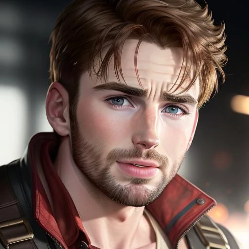 "prompt": "Describe the face of Chris Evans.",
"context": "Chris Evans' face is characterized by a captivating blend of charm and ruggedness. He possesses a well-defined jawline that exudes strength and masculinity. His eyes are striking and often described as intense, with a captivating gaze that draws in the audience. Chris Evans has well-groomed eyebrows that frame his eyes and add to the overall appeal of his face. His lips are naturally full, and his charismatic smile is often a highlight. His nose has a proportionate and harmonious shape, contributing to the balance of his facial features. Chris Evans' complexion is typically described as warm and healthy, radiating a youthful and energetic vibe. His face showcases a blend of angular and softer features, creating a unique combination of rugged and approachable attractiveness. Chris Evans' face has become synonymous with his iconic roles and his ability to portray both strength and vulnerability on the screen, making him a beloved figure in the entertainment industry, with the use of negative space."