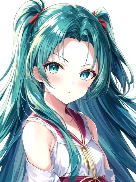 <lora:anri001:0.7> masterpiece, anri, 1girl, green hair, forehead, aqua eyes, solo, long hair, <lora:add_detail:0.5>, <lora:noline:0.3>, <lora:boldline:-0.3>, 1980s style, (anime: 0.91)