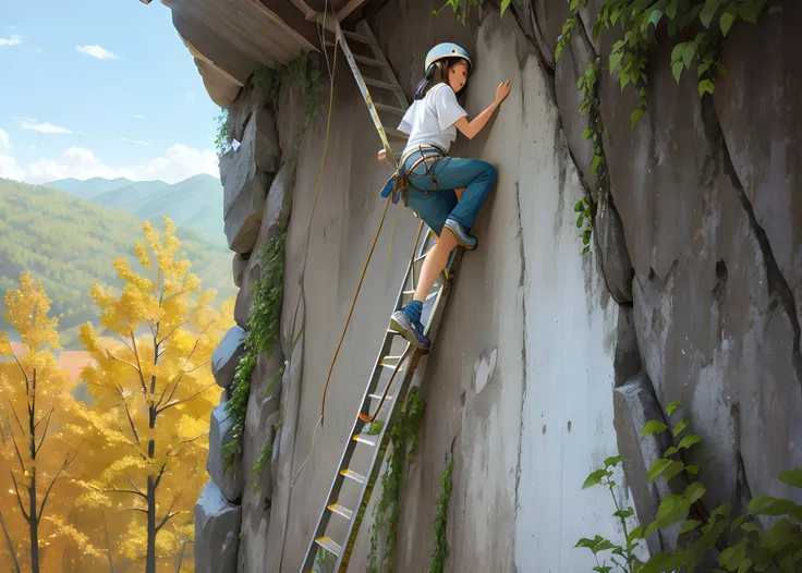 firefighter climbing a ladder