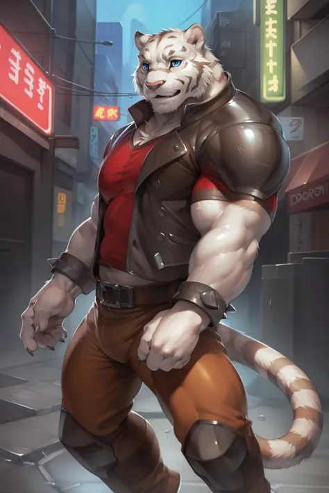 (by null-ghost, by thebigslick, by darkgem, by honovy), mercenary (grimoire of zero), felid, tiger, explicit, anthro, nude, claws, fur, grey stripes, humanoid hands, male, muscular, solo, striped body, striped fur, stripes, white body, white fur, tail, blue eyes, rear view, anus, backsack, humanoid penis, foreskin, raised tail, paw focus, pawpads, on bed